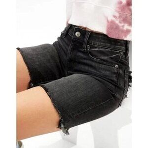 American Eagle Skinny Bermuda Black Denim Jean Shorts Stretch Women's 2